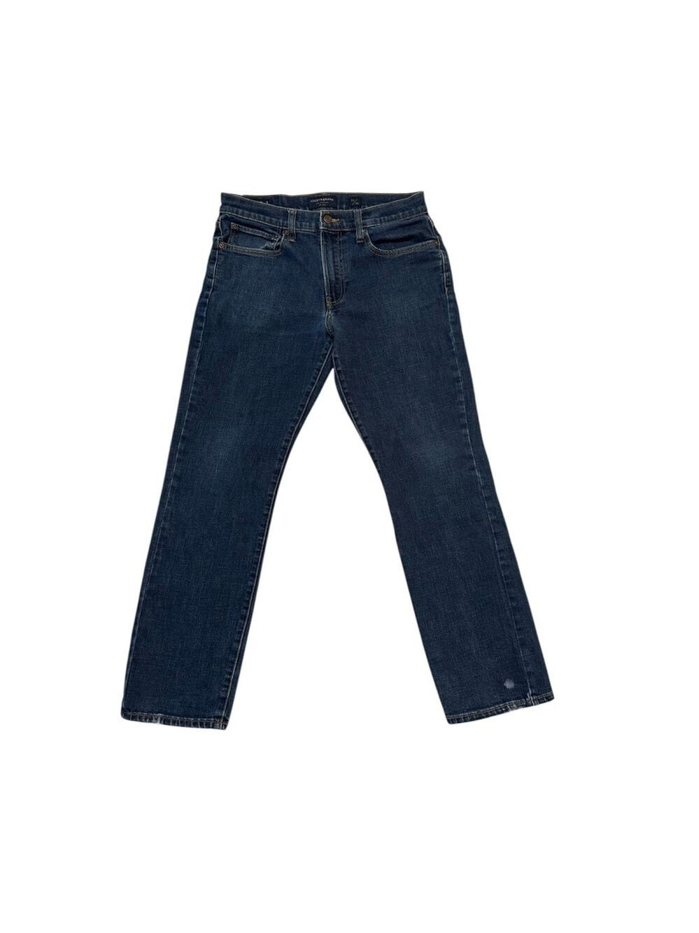 Lucky Brand 121 Slim Straight Jeans Womens Size 32 / 30 Distressed Denim Logo